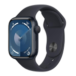 Apple Watch Series 9 (GPS) - 45 mm - midnight aluminum - smartwatch con fascia sportiva - fluoroelastomero - midnight - dimensione della fascia: S/M - 64 GB - Wi-Fi, UWB, Bluetooth - 38.7 g